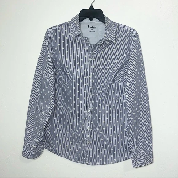 Boden Long Sleeve Casual Polka Dot Button Down Shirt Size 10 - Picture 2 of 8